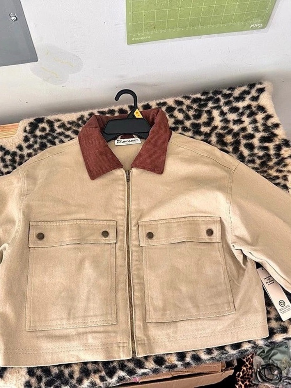 No Boundaries Utility Jacket Beige & Brown Size XL